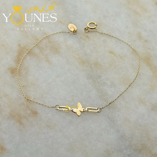 دستبند تمام طلا پروانه لیزری